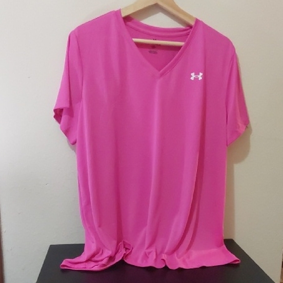 Under Armour Bright Pink V-Neck Tee - Picture 1 of 4